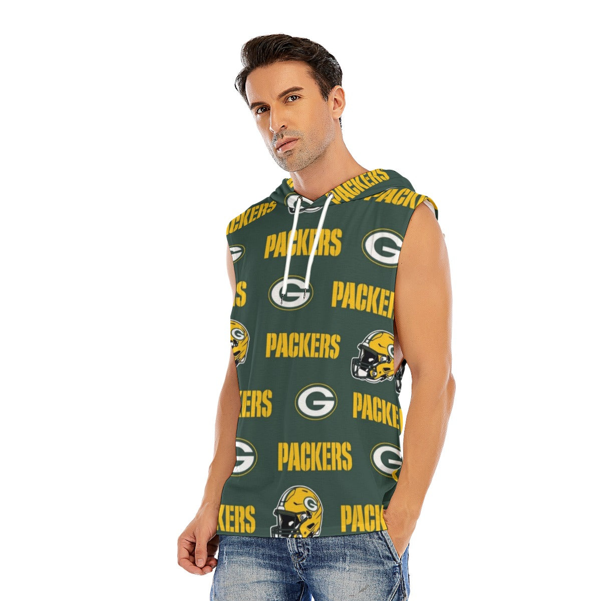 Green Bay Football Game Day All-Over Print Men’s Sleeveless Pullover Hoodie