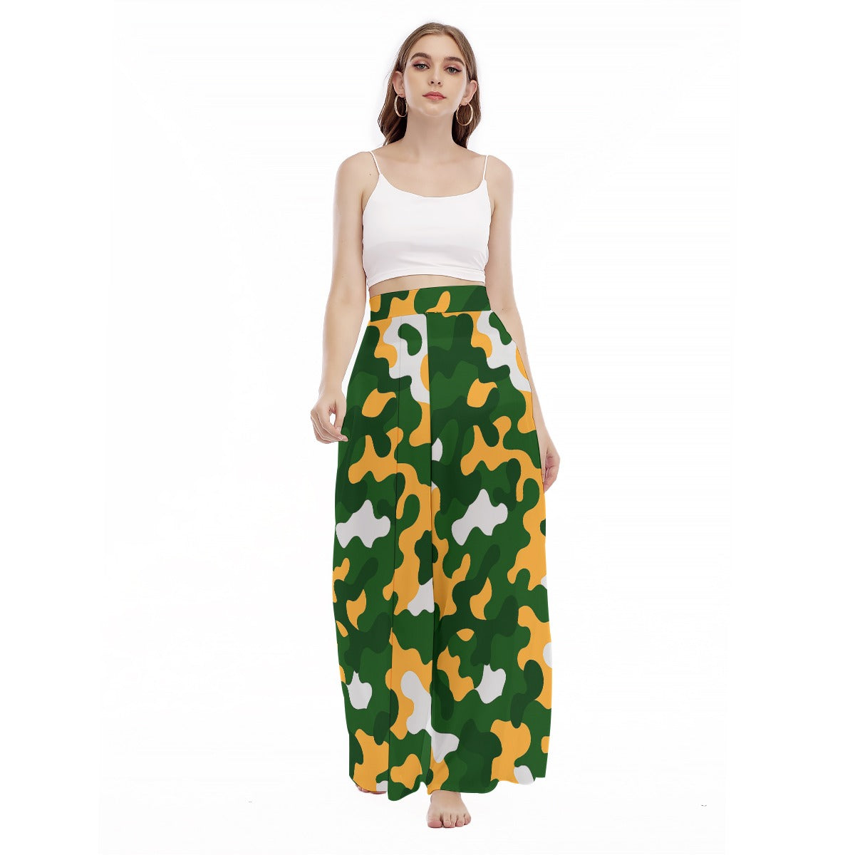 Green Bay Football Game Day All-Over Print Women's High Waist Wide Leg Trousers