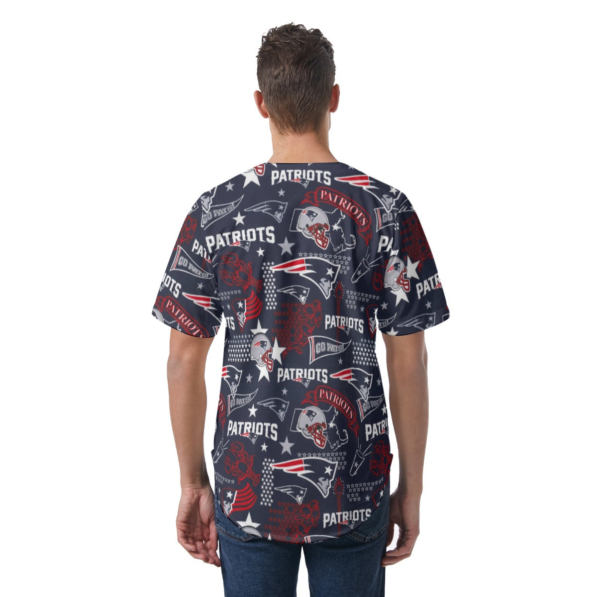 New England Football Game Day All-Over Print Men's Short Sleeve Baseball Jersey