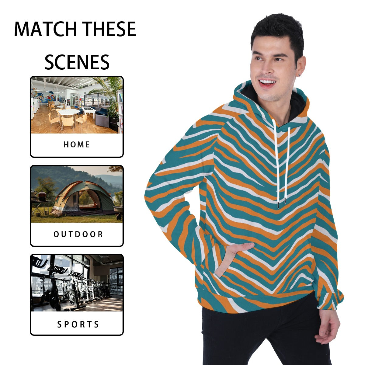 Miami Football Game Day All-Over Print Men's Heavy Fleece Raglan Hoodie