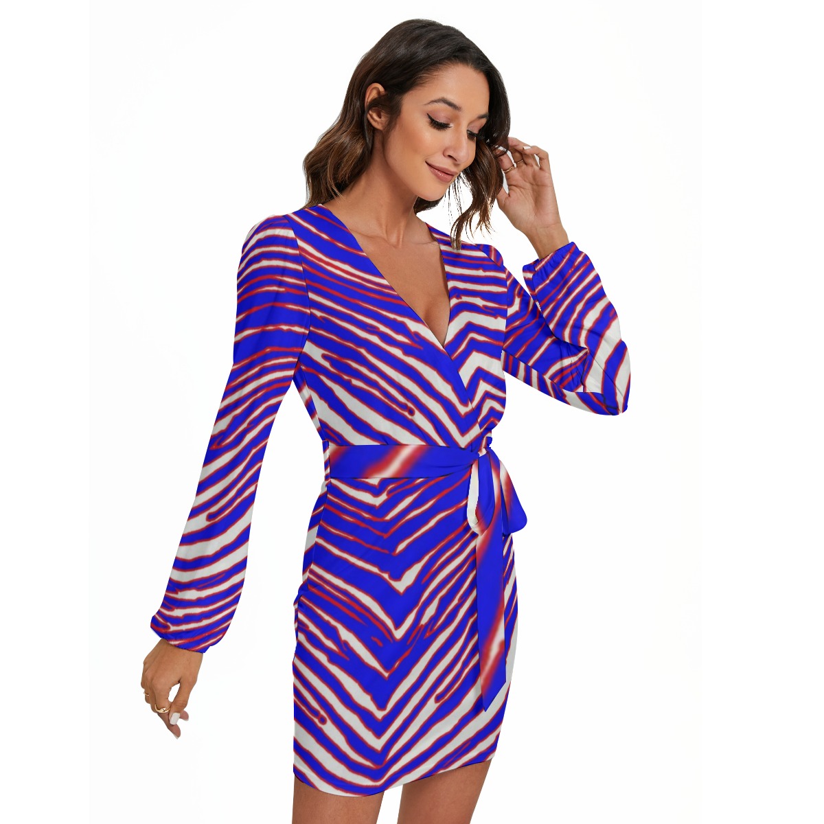Buffalo Bills Zubaz Women's Long Sleeve Dress With Waist Belt