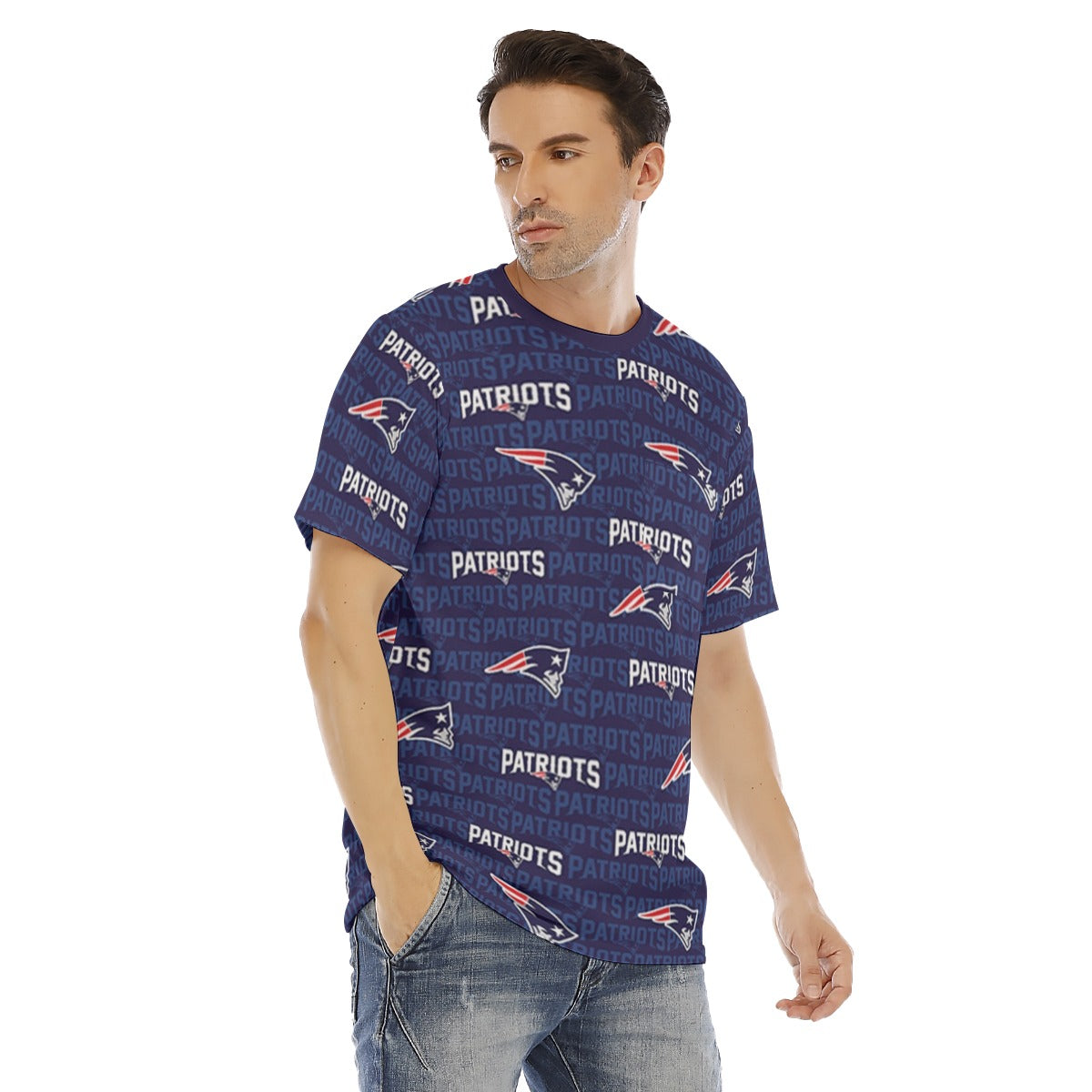 New England Football Game Day All-Over Print Men's Short Sleeve T-shirt With Chest Pocket