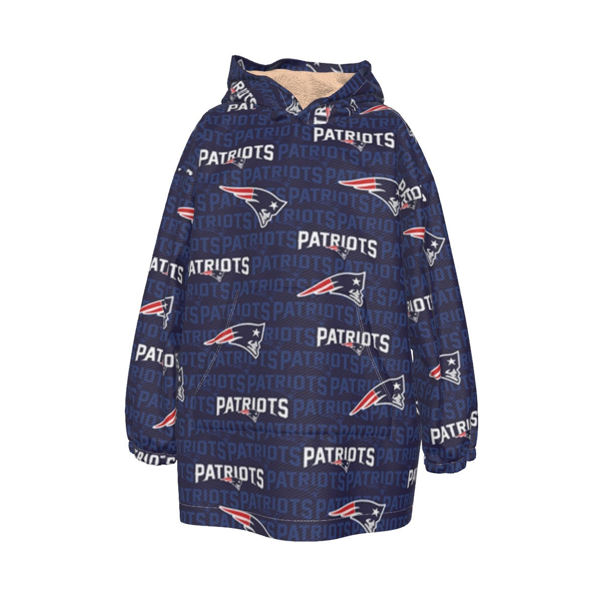 New England Football Game Day All-Over Print Kid's Sherpa Fleece Hoodie Blanket