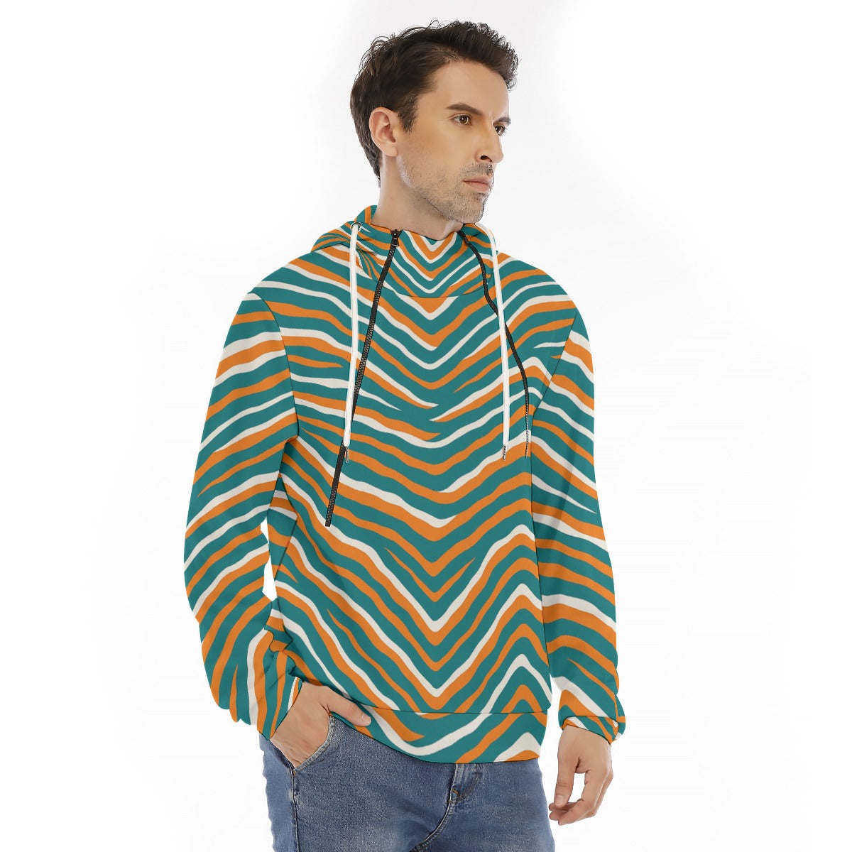 Miami Football Game Day All-Over Print Men's Hoodie With Placket Double Zipper