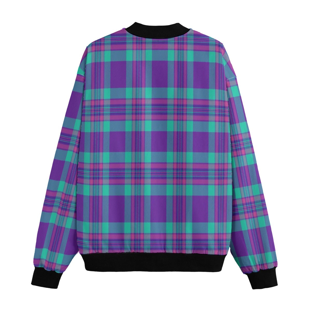 Isle of Skye – purple green vibrant tartan Fleece Bomber Jacket