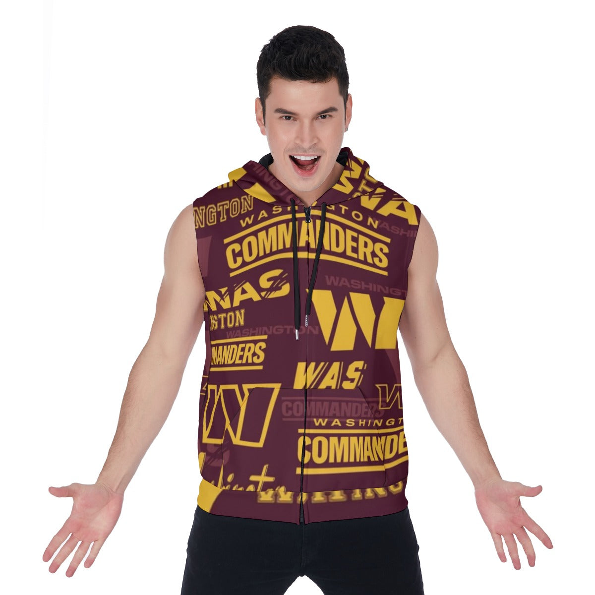 Washington Commanders Men's Zipper-Up Sleeveless Hoodie