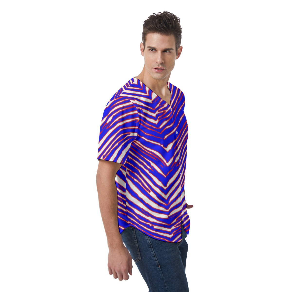 Buffalo Bills Zubaz Men's Short Sleeve Baseball Jersey