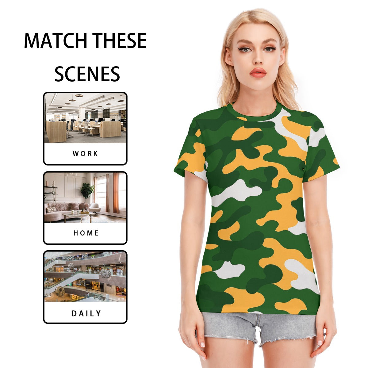 Green Bay Football Game Day All-Over Print Women's Round Neck T-Shirt | 190GSM Cotton
