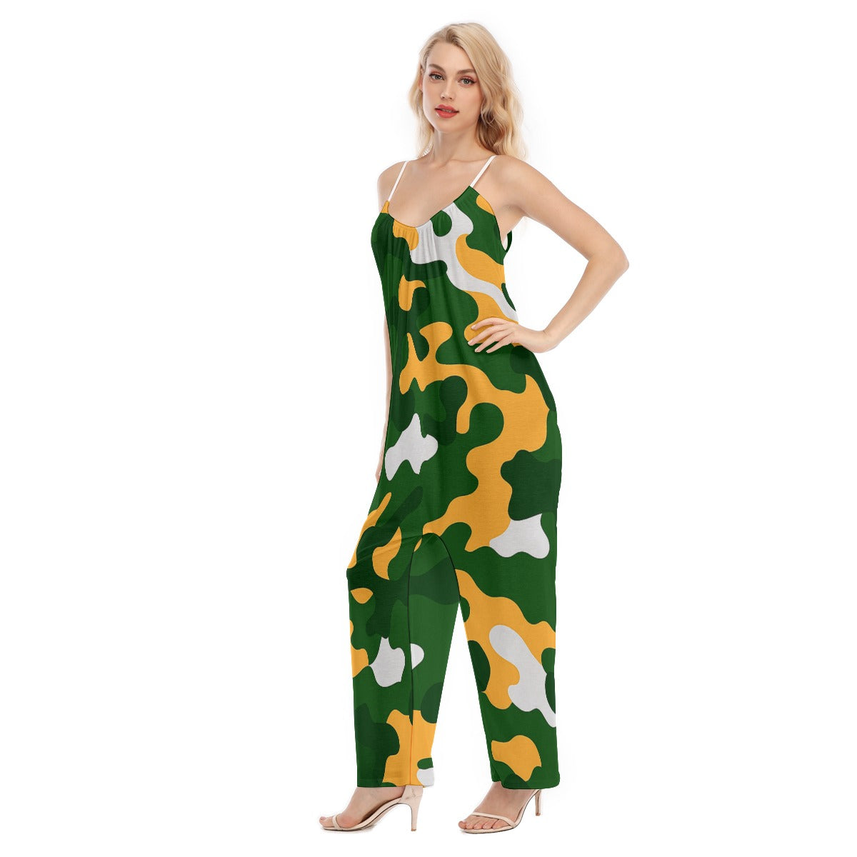 Green Bay Football Game Day All-Over Print Women's Loose Cami Jumpsuit