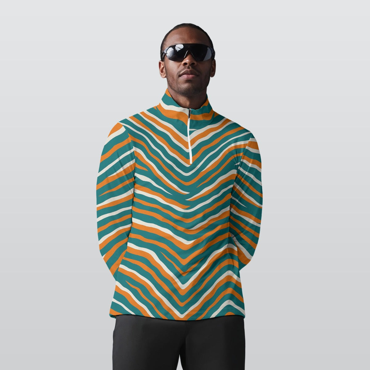 Miami Football Game Day All-Over Print Men's Sports Collar Jersey With Long Sleeve