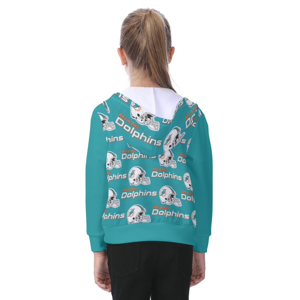 Miami Football Game Day All-Over Print Kid's Zip-up Hoodie With Patch Pocket