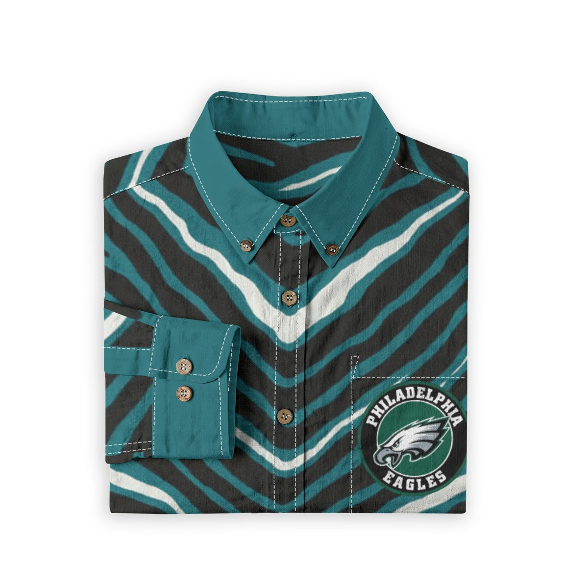 Philadelphia Football Game Day All-Over Print Men's Casual Lapel Long Sleeve Shirt|125GSM Cotton
