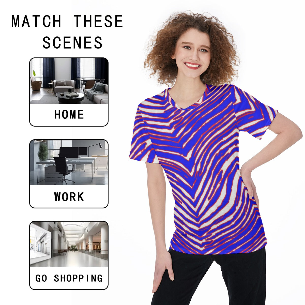 Buffalo Bills Zubaz Women's O-Neck T-Shirt|180 GSM Jersey