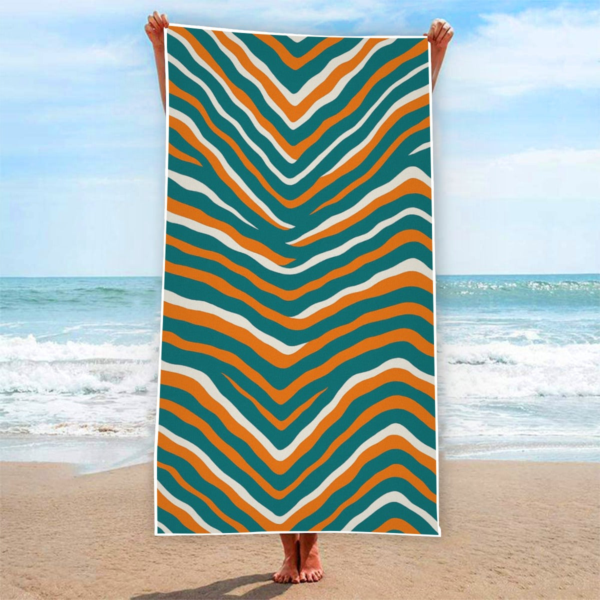 Miami Football Game Day Adult Beach towel Vertical Style For the USA|320GSM