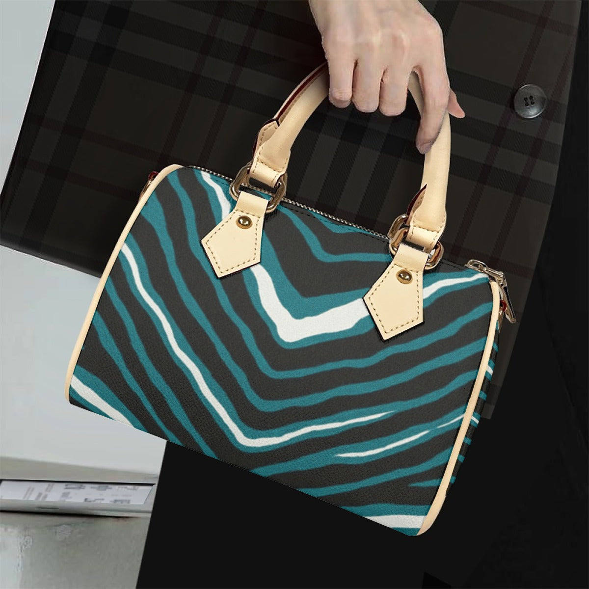 Philadelphia Football Game Day Classic Barrel-Shaped PU Leather Handbag
