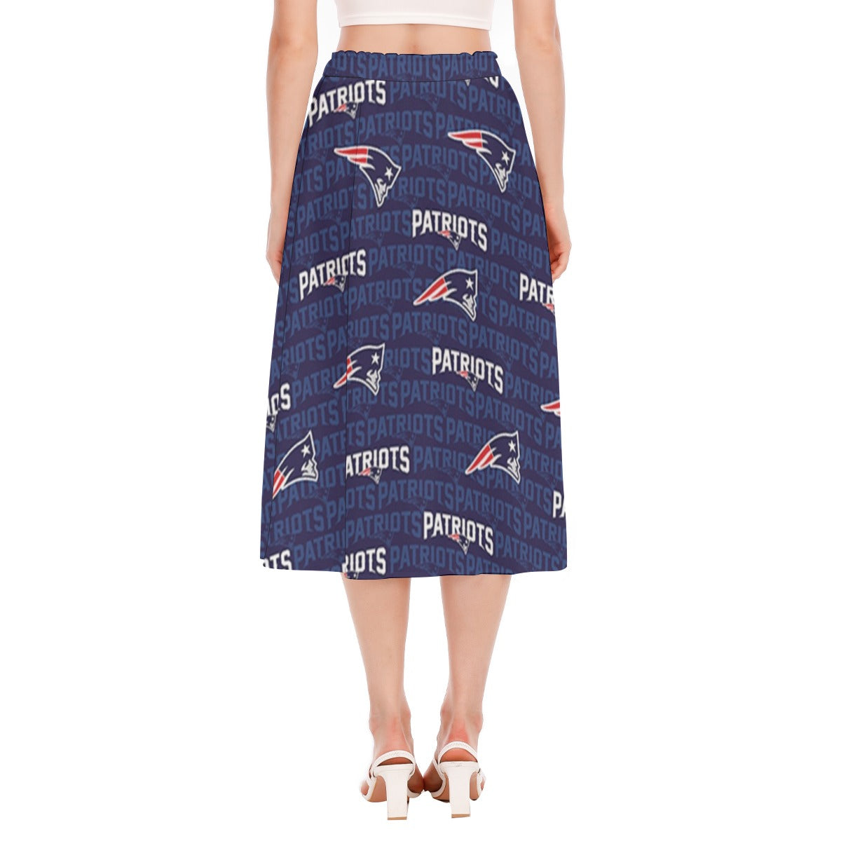 New England Football Game Day All-Over Print Women's Long Section Chiffon Skirt