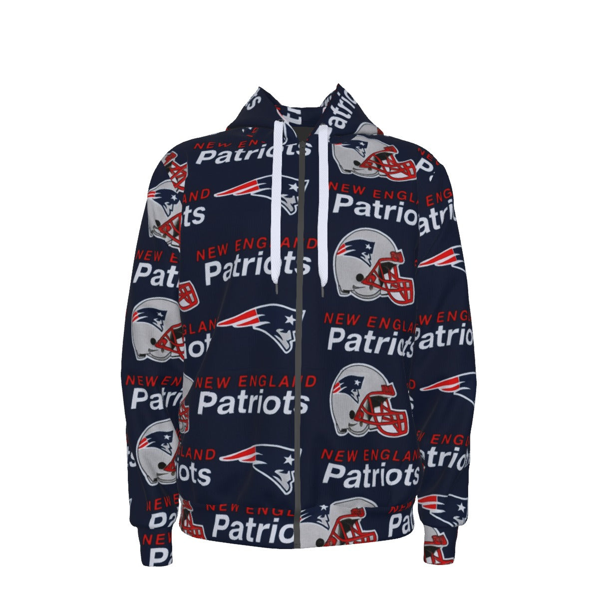 New England Football Game Day All-Over Print Unisex Zipper Hoodie With Black Lining