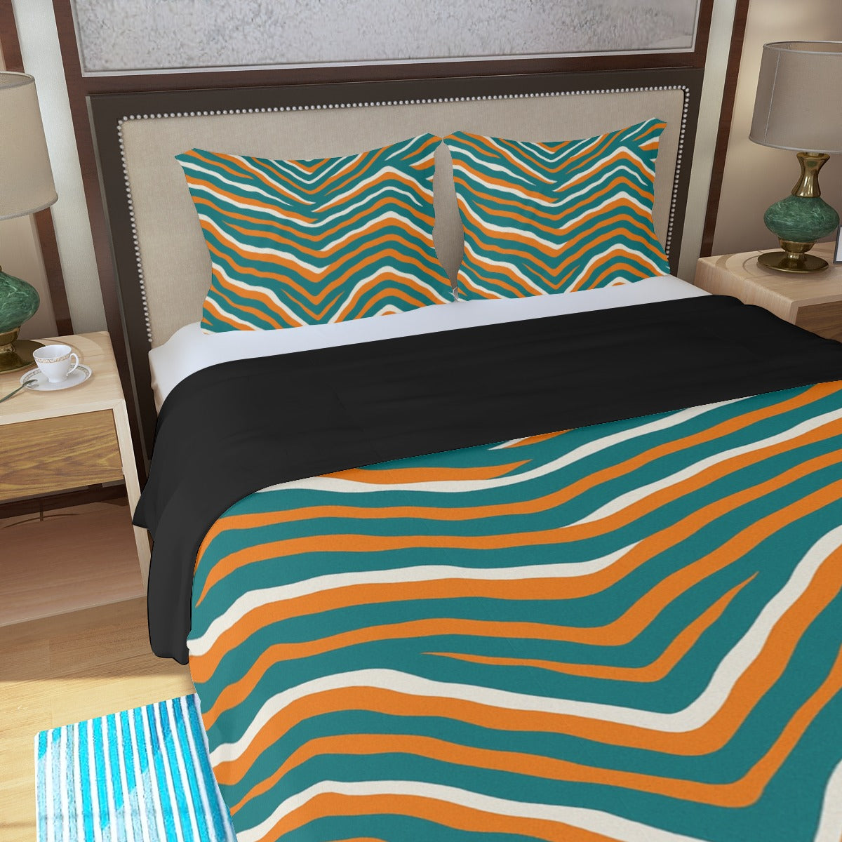 Miami Football Game Day Three Piece Duvet Bedding Set