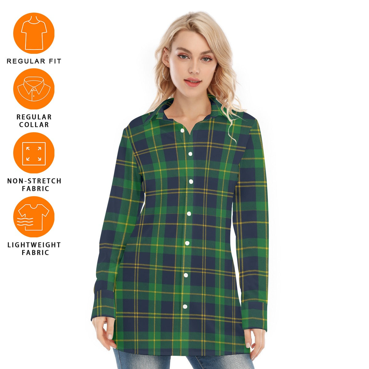 Notre Dame Tartan Plaid Fighting Irish Women's Long Shirt