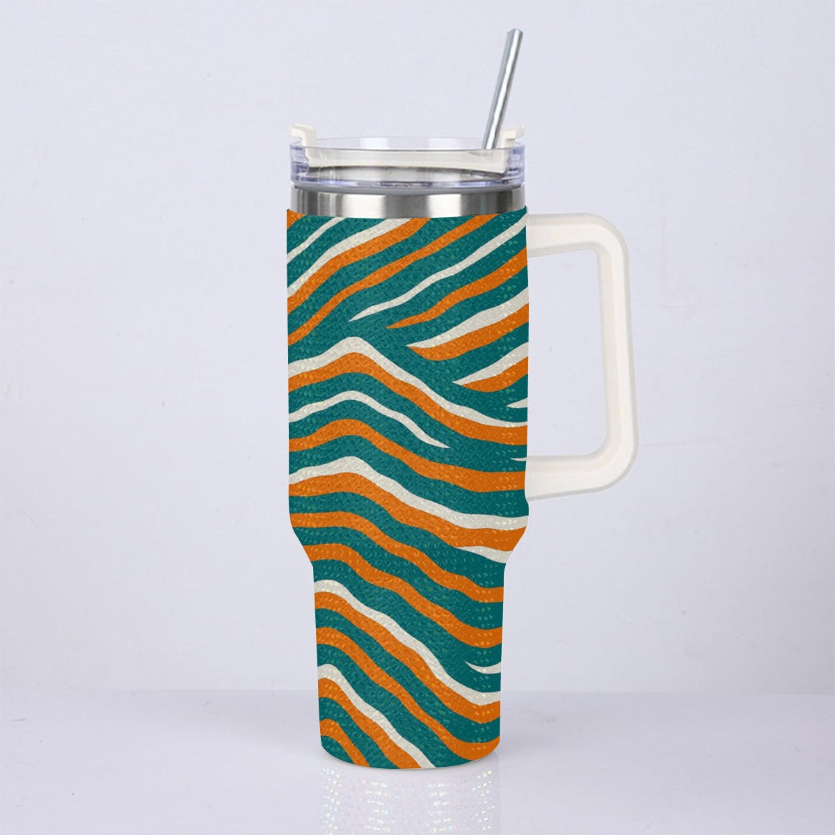 Miami Football Game Day 40oz Diamond Cup With Stainless Steel Straw