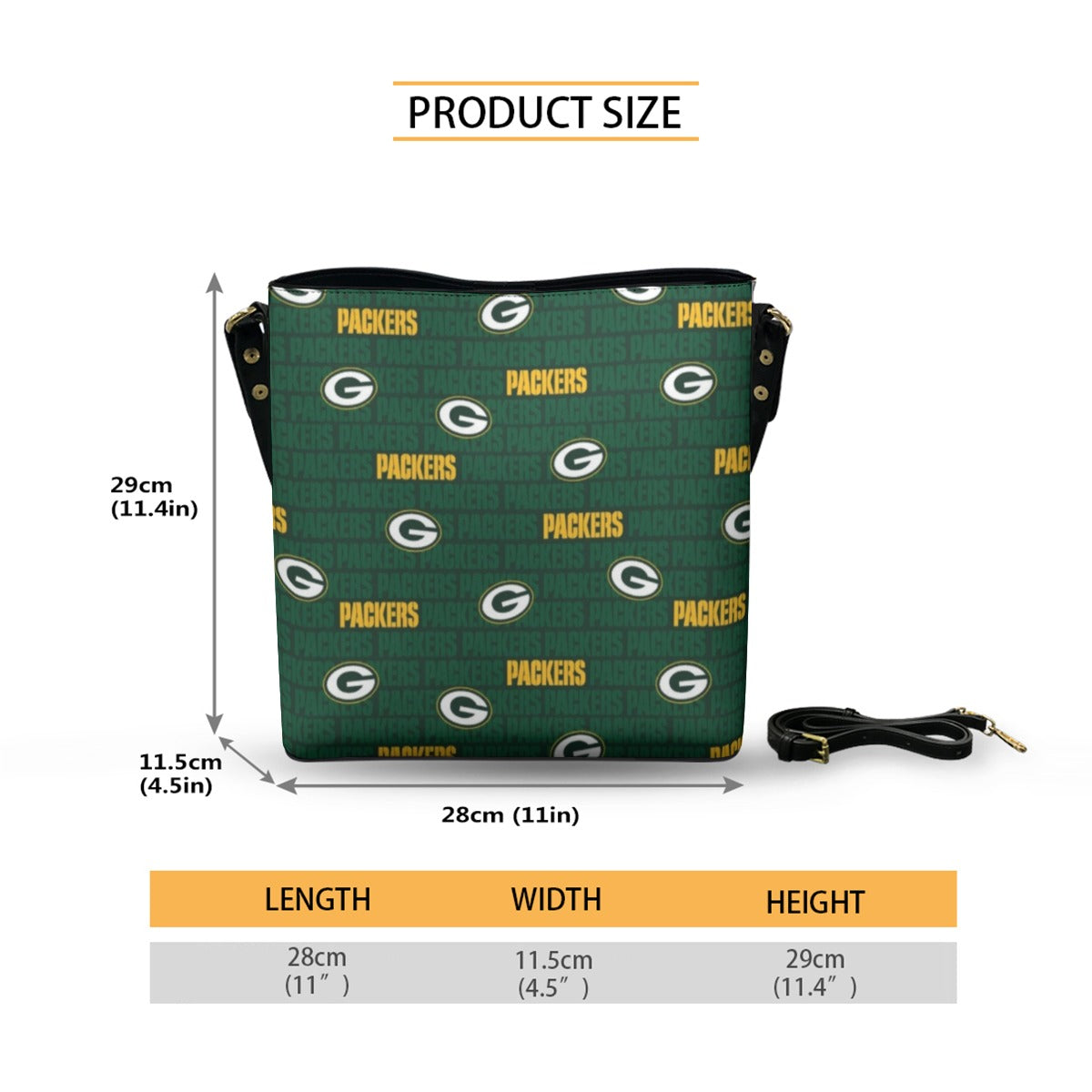 Green Bay Football Game Day Minimalist Square Crossbody Bucket Bag