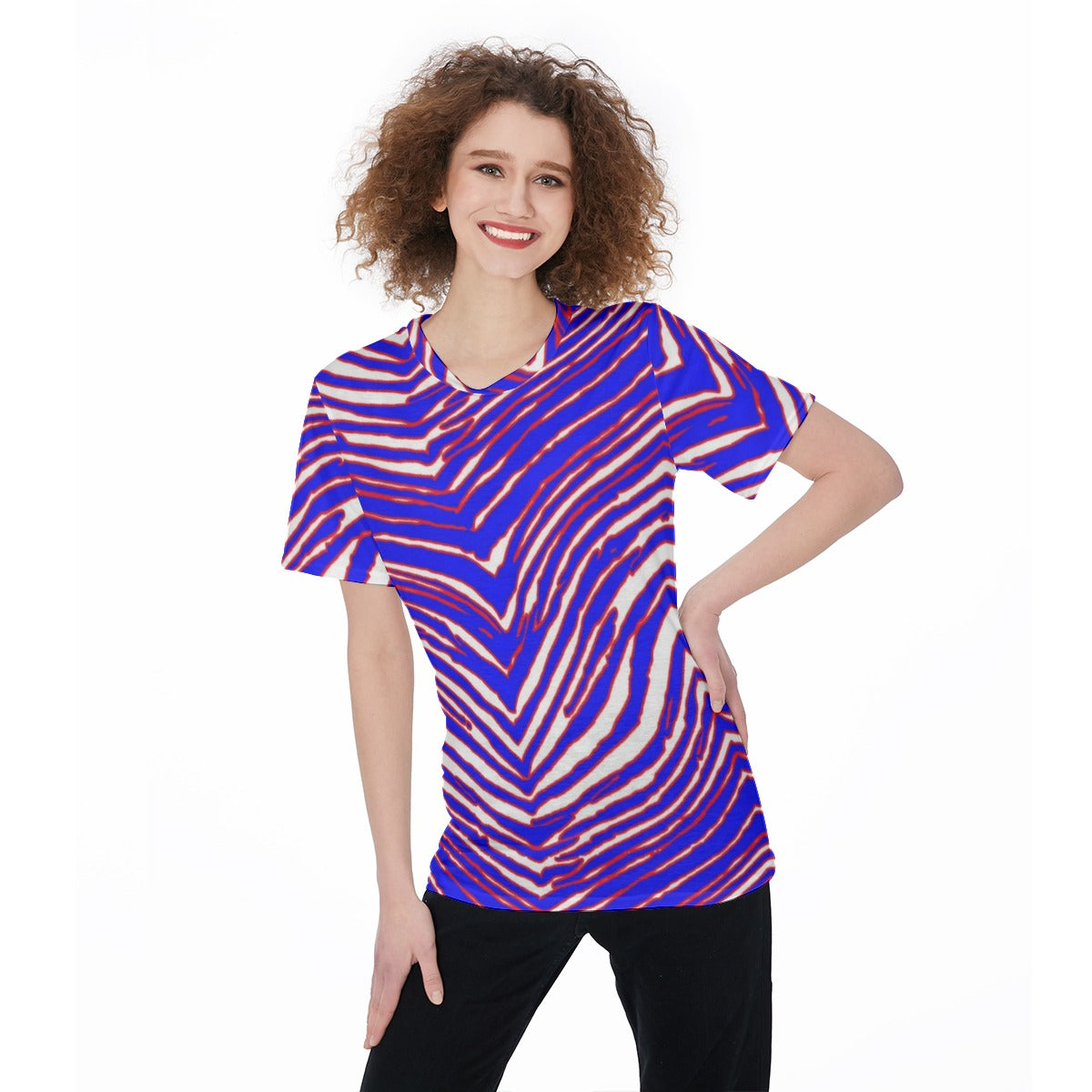 Buffalo Bills Zubaz Women's O-Neck T-Shirt|180 GSM Jersey