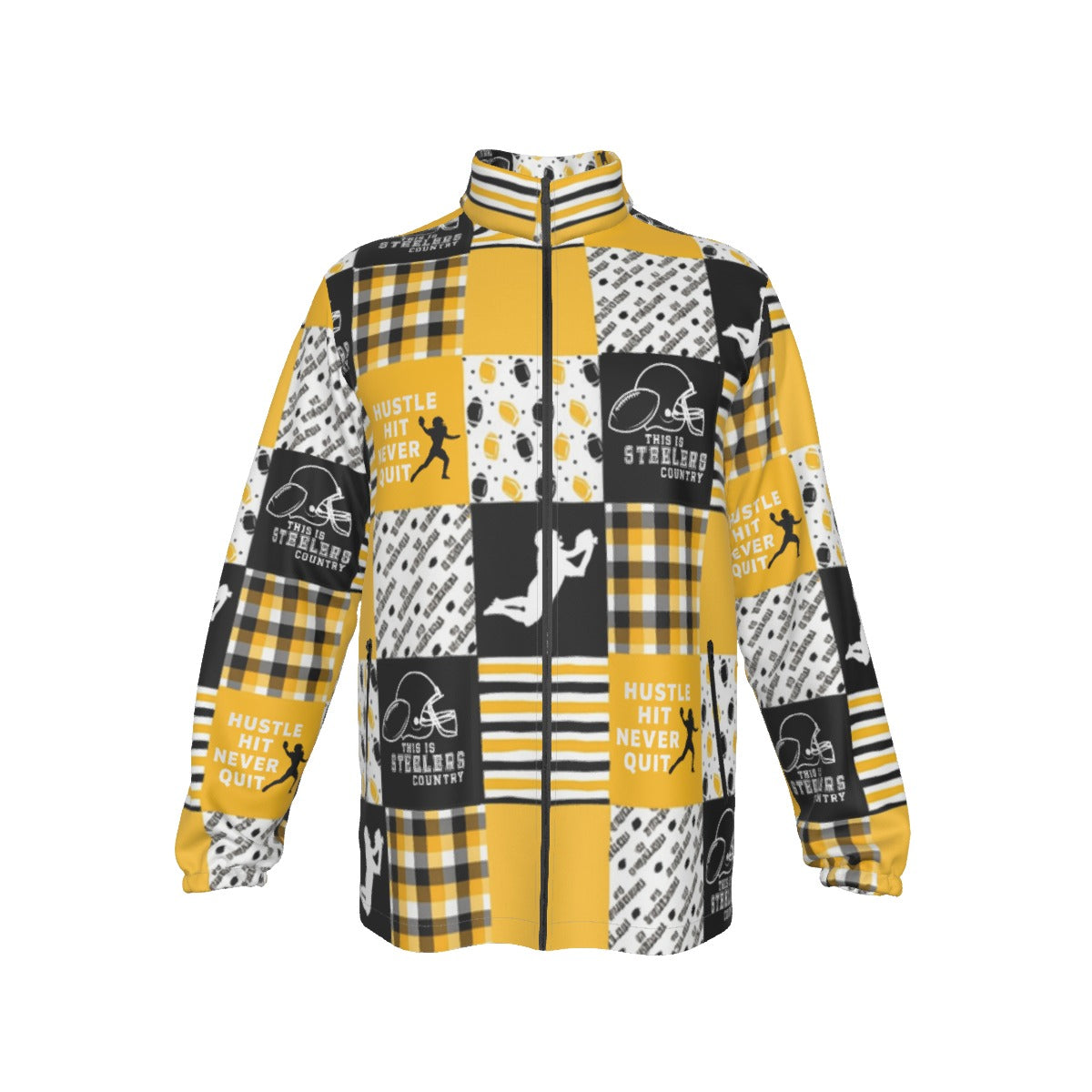 All-Over Print Men's Stand-up Collar Zip-up Windproof Jacket