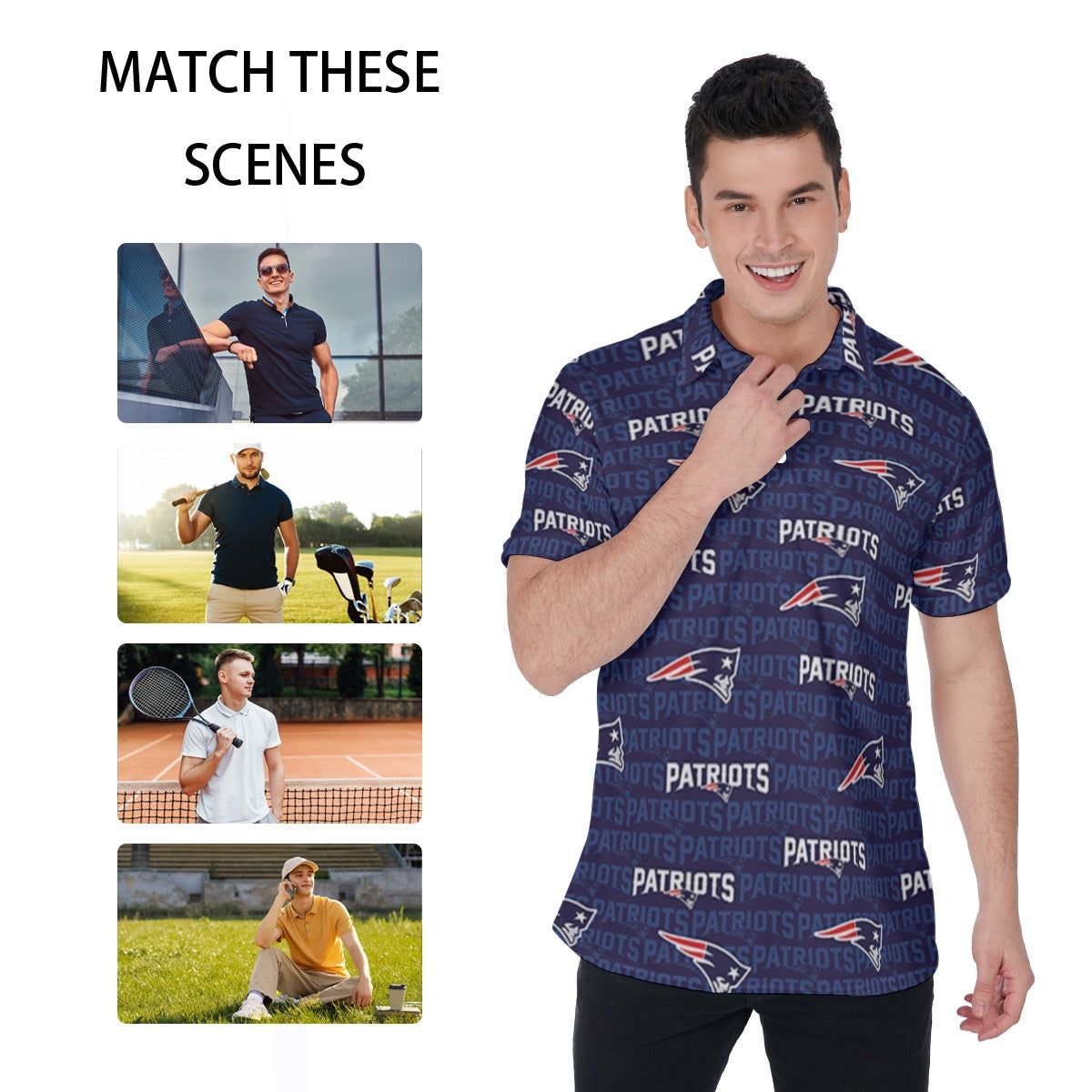 New England Football Game Day All-Over Print Men's Polo Shirt