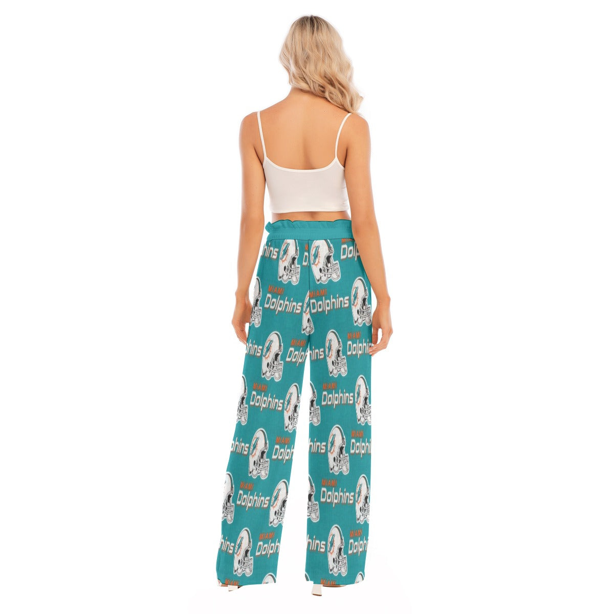 Miami Football Game Day All-Over Print Women's Waist Fungus Edge Wide-leg Pants