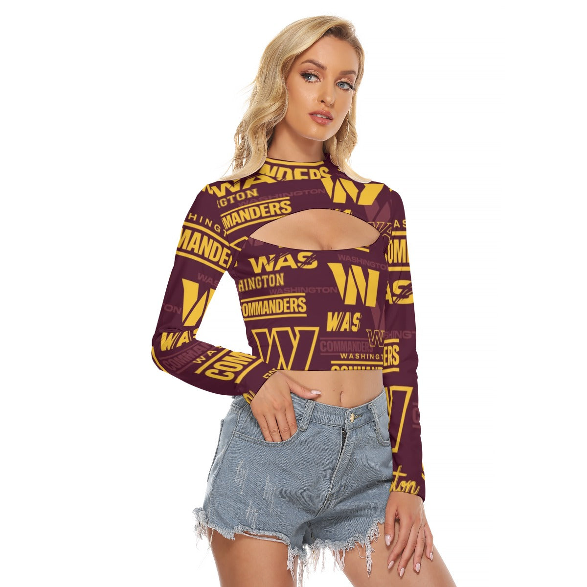 Washington Commanders Women's Hollow Chest Keyhole Tight Crop Top