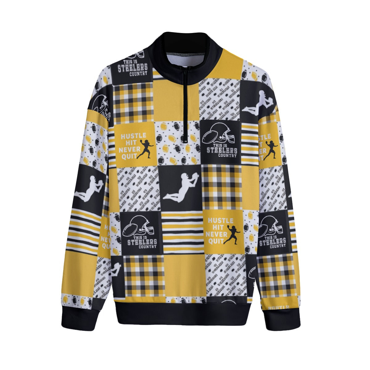 Pittsburgh Steelers All-Over Print Men's Stand-up Collar Sweater With Zipper Closure