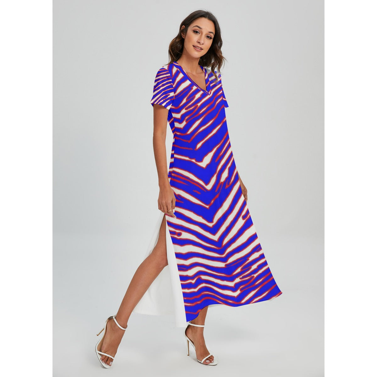 Buffalo Bills Zubaz Women's V-neck Dress With Side Slit