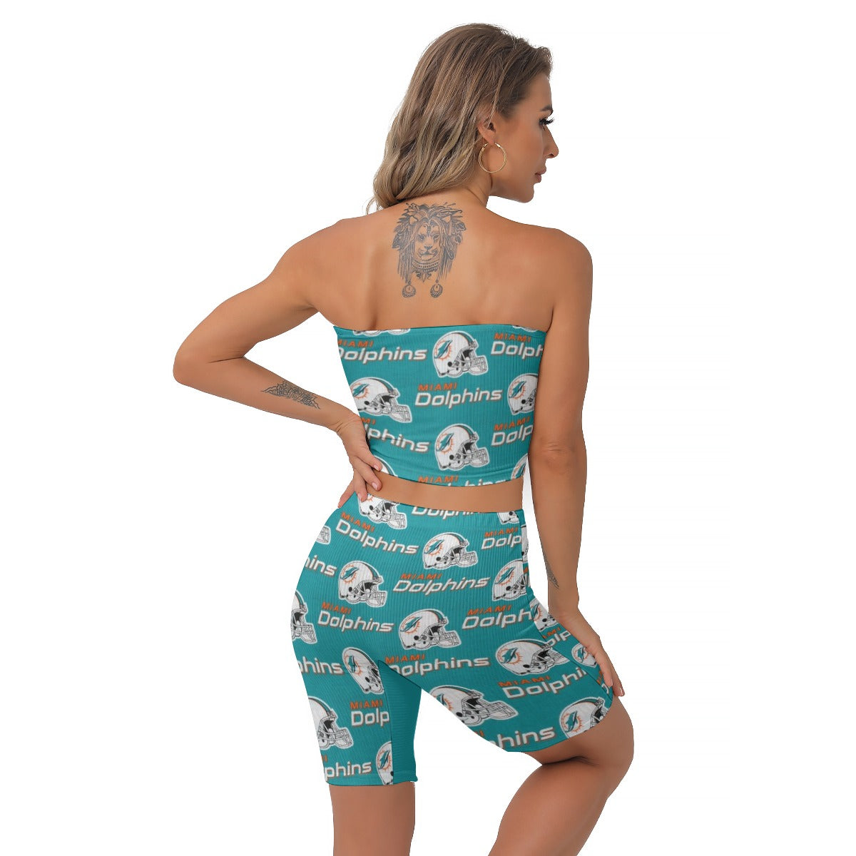Miami Football Game Day All-Over Print Women's Breast Wrap Shorts Suit