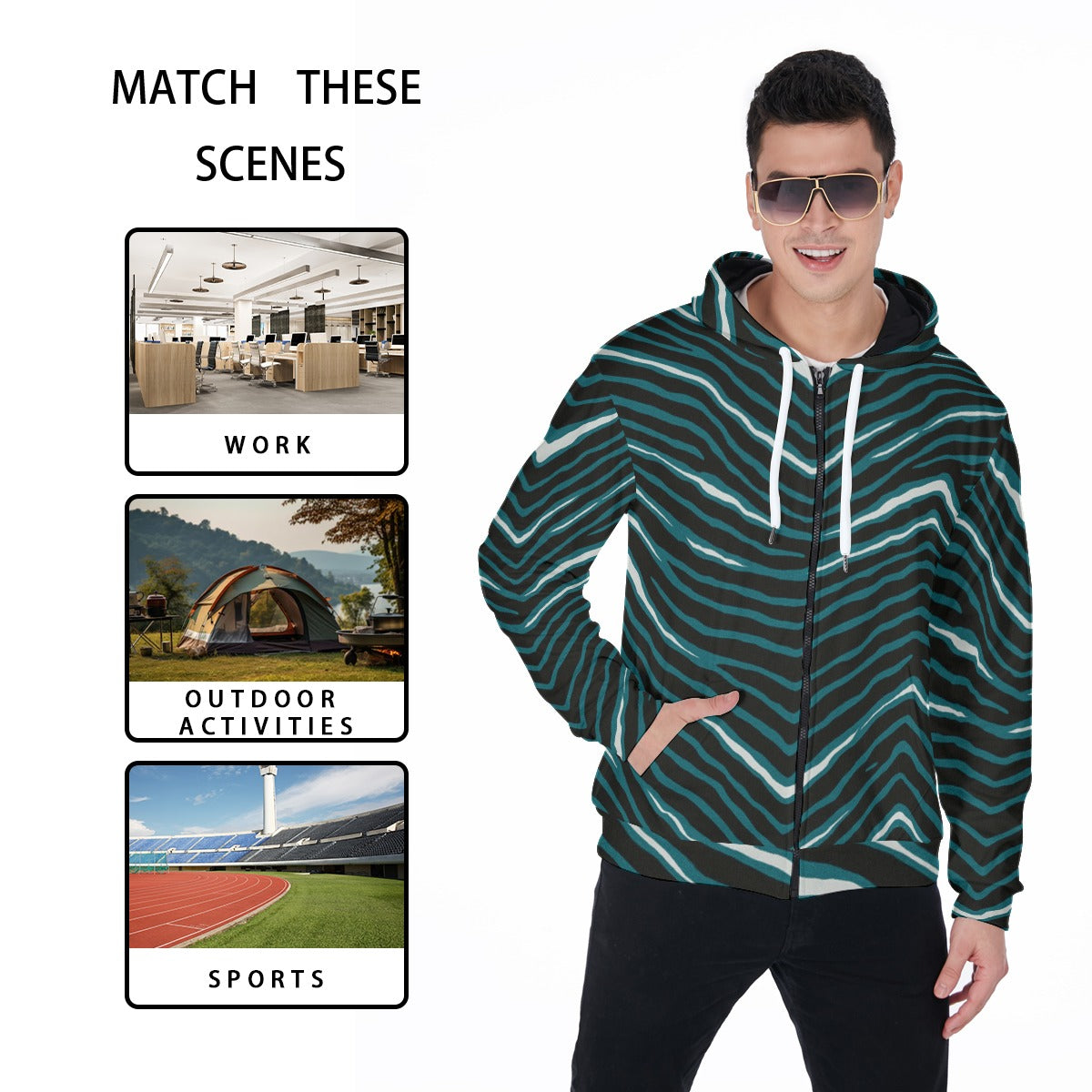 Philadelphia Football Game Day All-Over Print Men's Heavy Fleece Zip Up Hoodie
