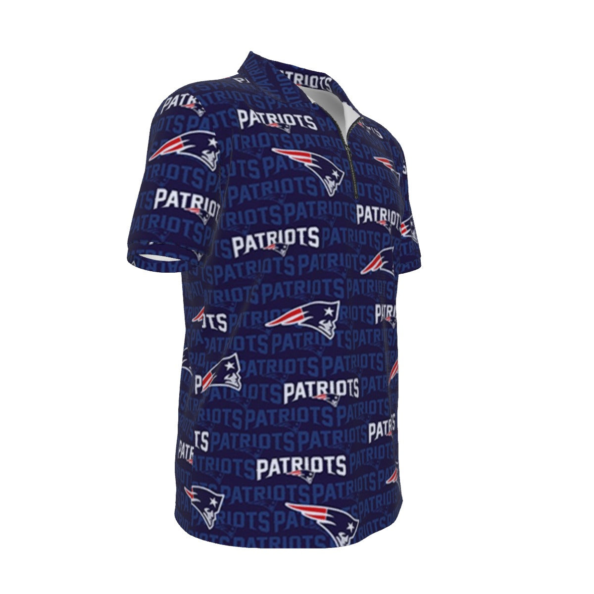 New England Football Game Day All-over Print Men's Polo Shirt with Zipper
