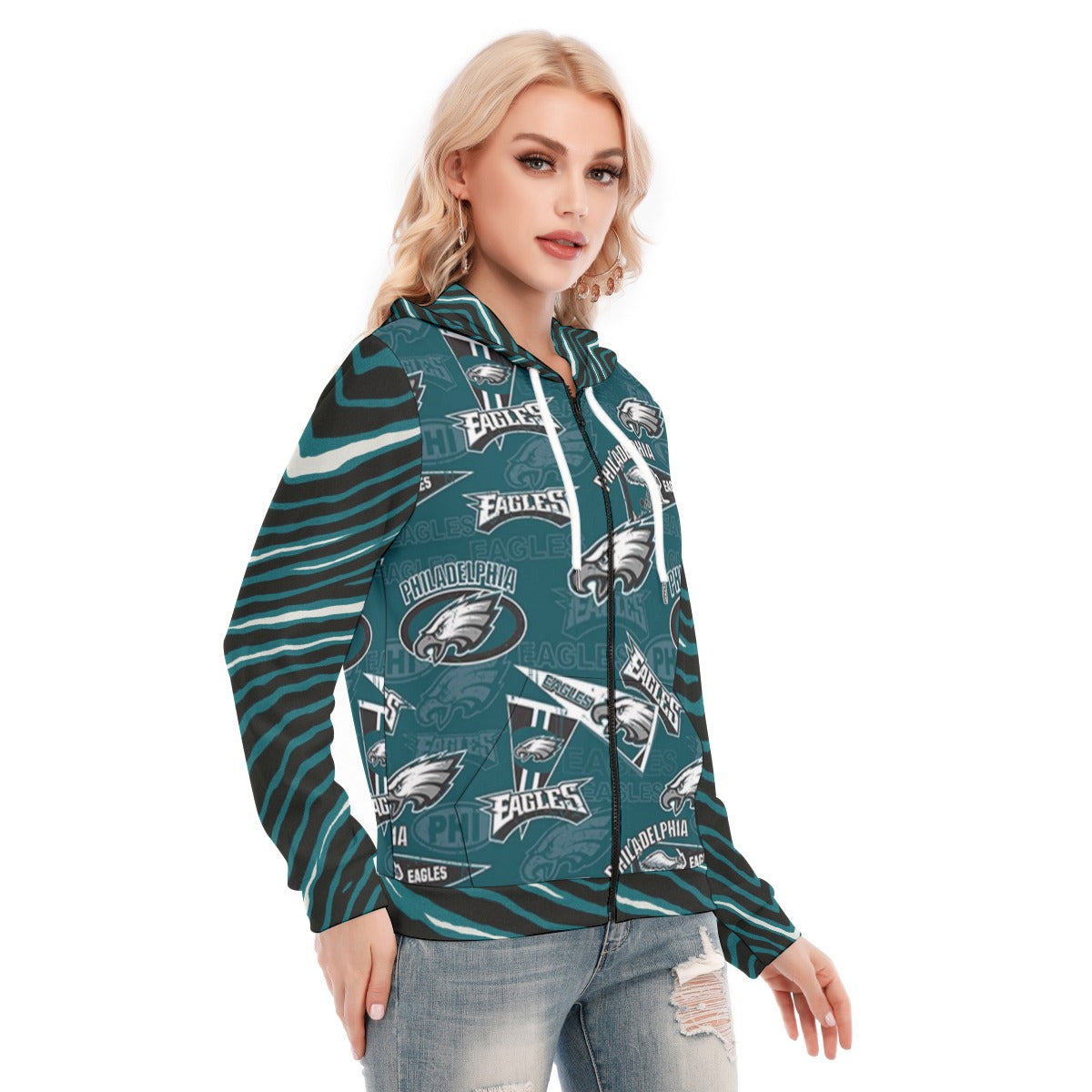 Philadelphia Football Game Day All-Over Print Women's Hoodie With Zipper