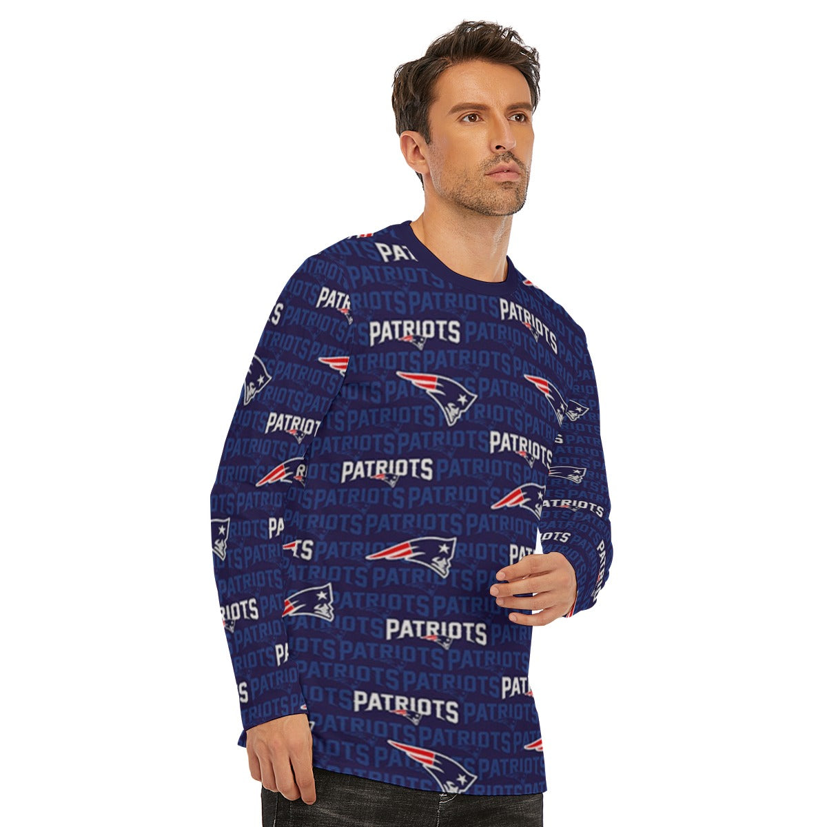New England Football Game Day All-Over Print Long Sleeve T-Shirt | 190GSM Cotton