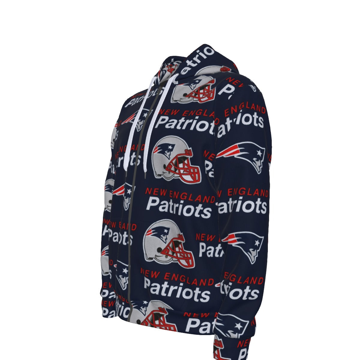 New England Football Game Day All-Over Print Unisex Zipper Hoodie With Black Lining