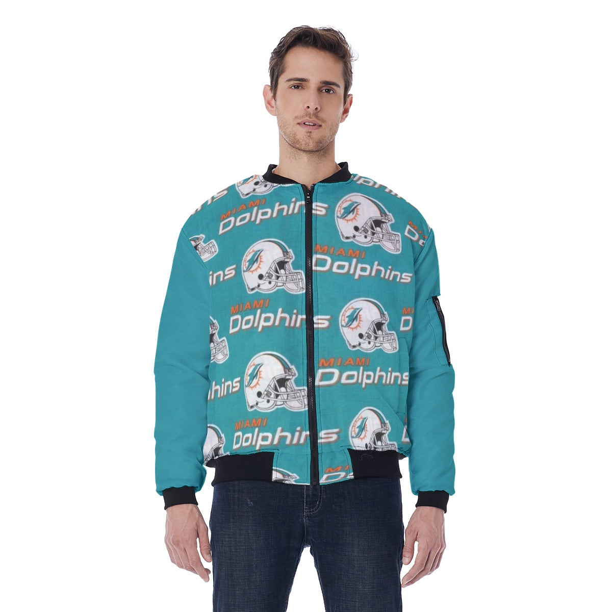 Miami Football Game Day All-Over Print Men's Bomber Jacket With Sleeve Pocket
