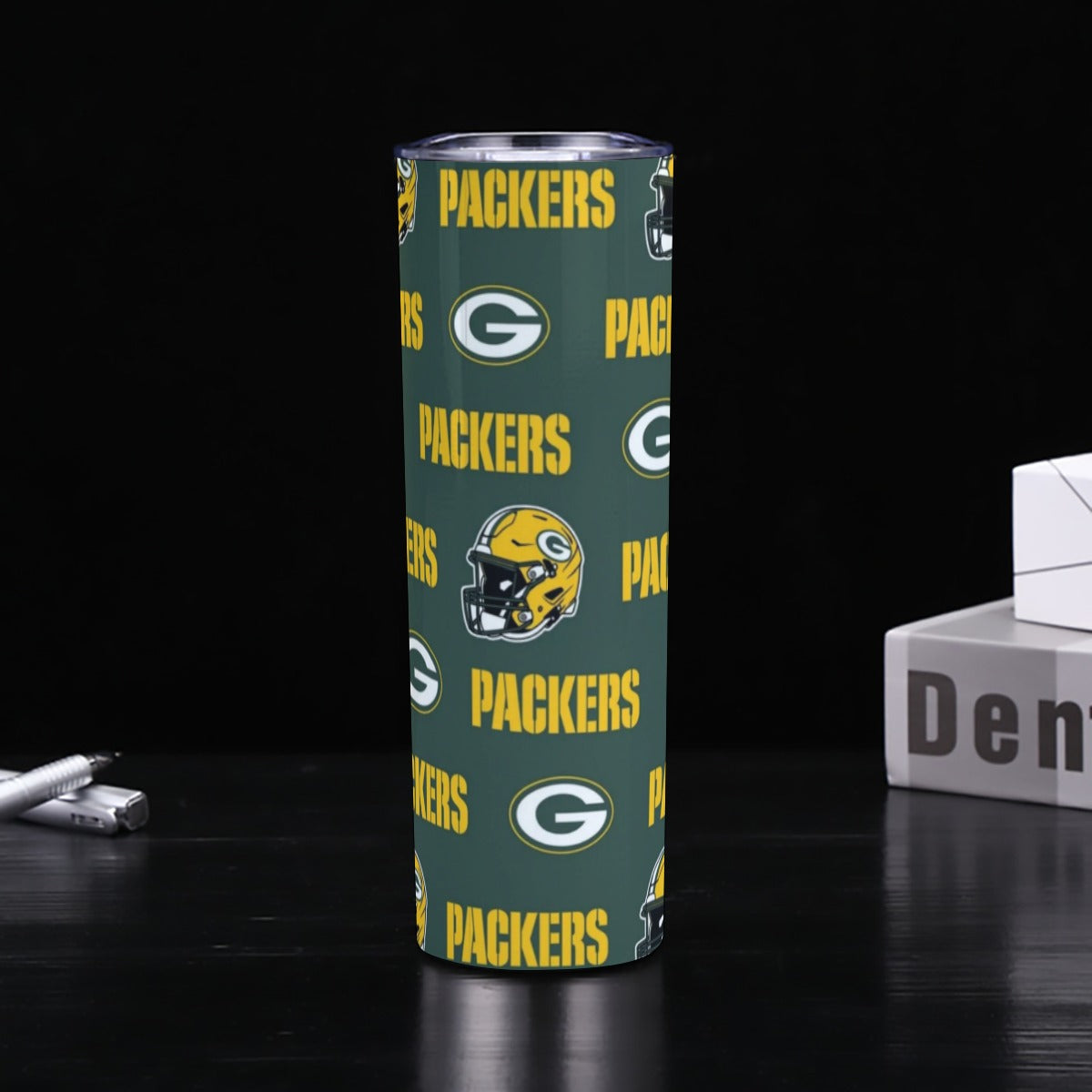 Green Bay Football Game Day Skinny Tumbler Stainless Steel with Lids 30OZ