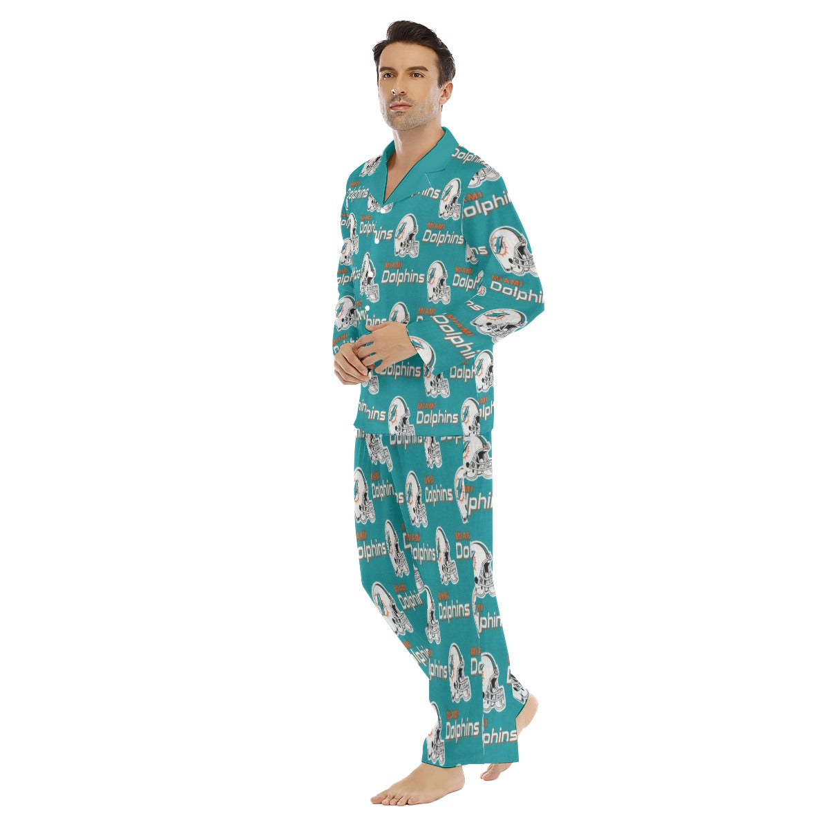 Miami Football Game Day All-Over Print Men's Lapel Pajama Set