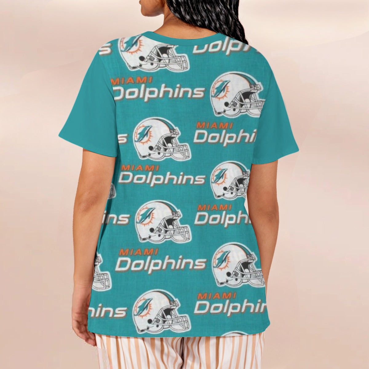 Miami Football Game Day All-Over Print Women's Loose V-Neck Short-Sleeve T-Shirt