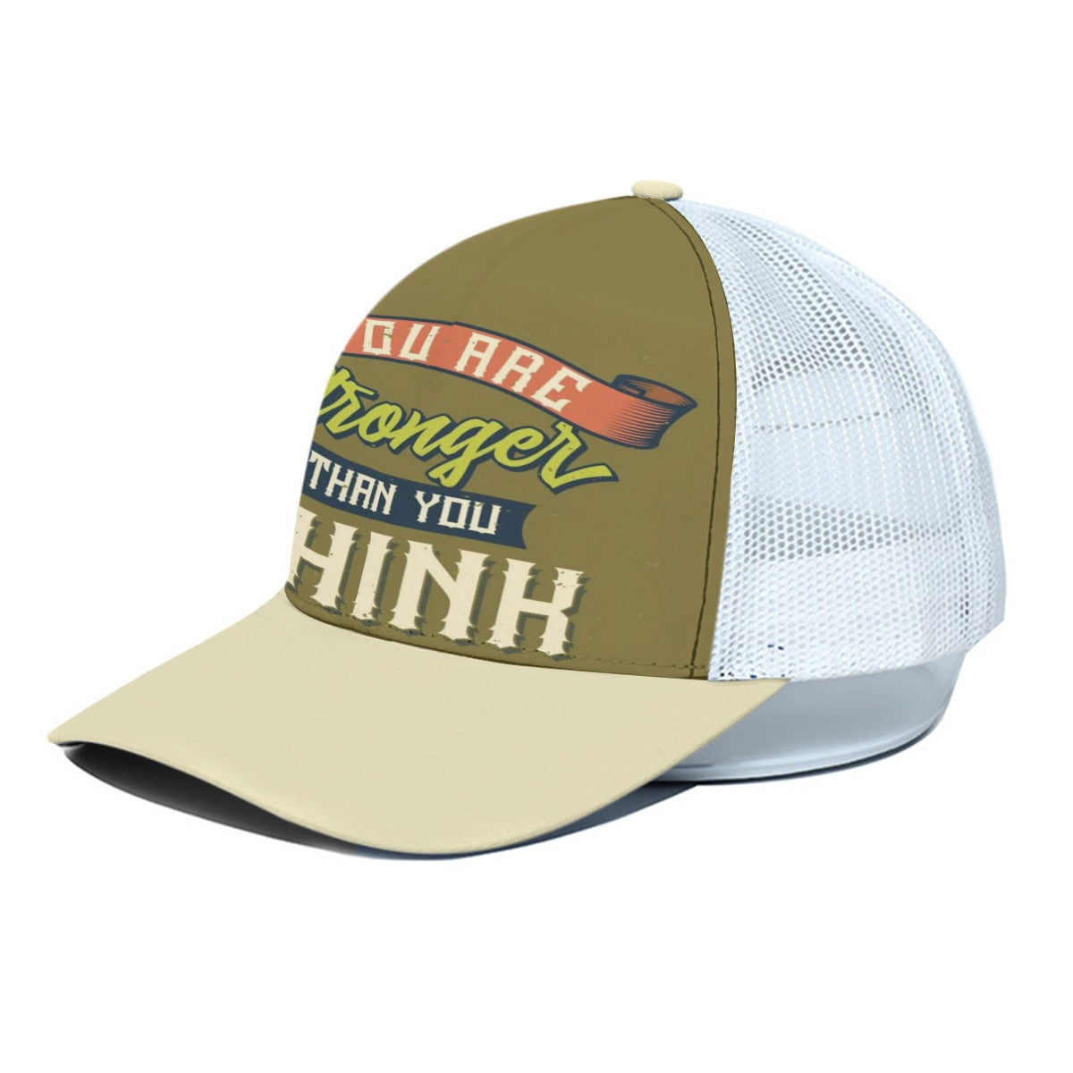 Urban Legend You Are Stronger Than You Think Trucker Hat – Motivational Beige Mesh Cap