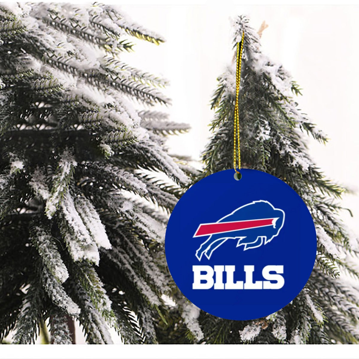 Buffalo Bills Zubaz Round Christmas Tree Decoration Ornaments | Wooden