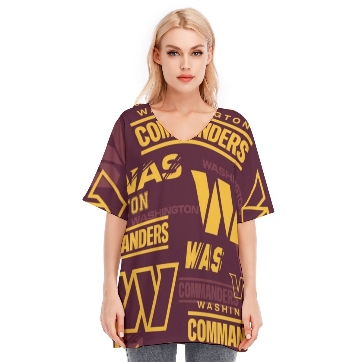 Washington Commanders Women's Bat Sleeves Blouse | 190GSM Cotton