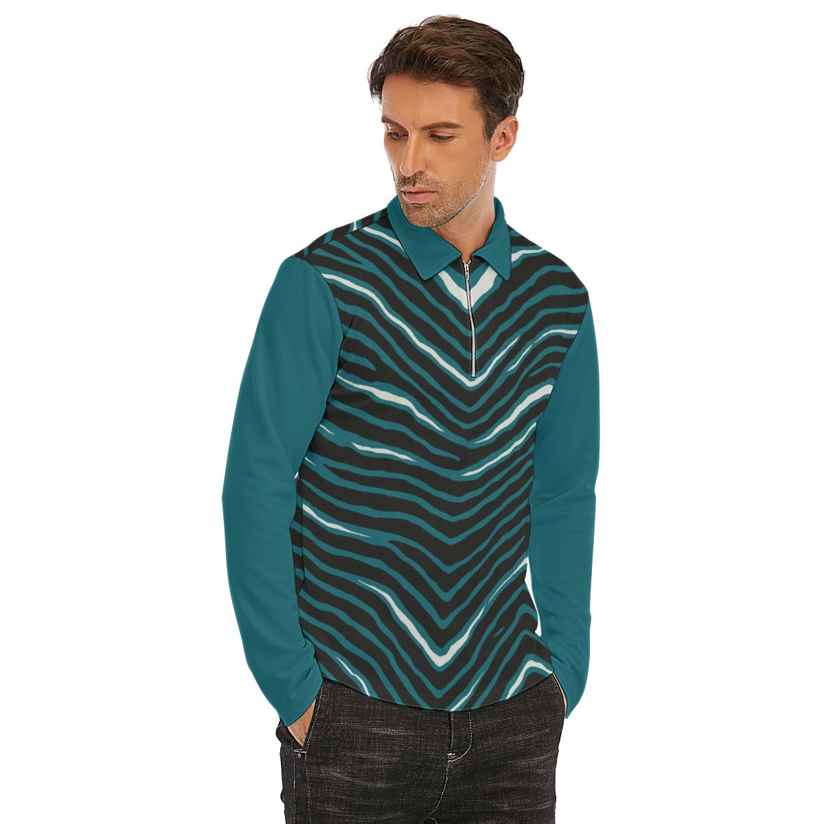 Philadelphia Football Game Day All-Over Print Men's Lapel T-shirt With Neckline Zipper Closure
