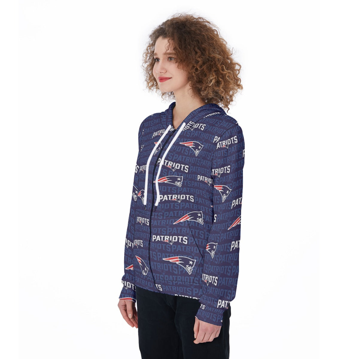 New England Football Game Day All-Over Print Women's Zip Up Hoodie