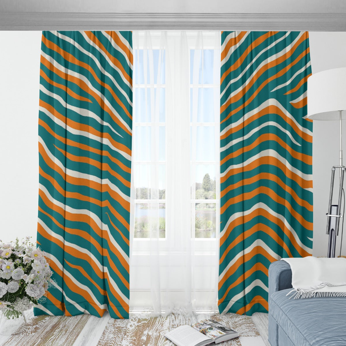 Miami Football Game Day Blackout Curtains with Hooks | 265(gsm)