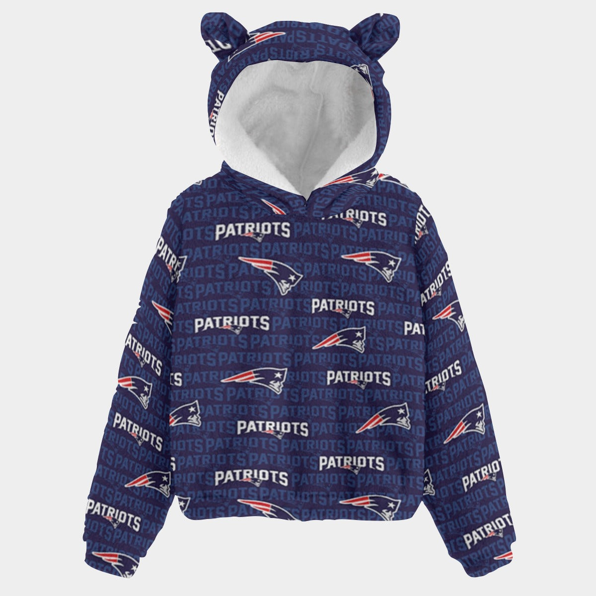 New England Football Game Day All-Over Print Kid’s Borg Fleece Sweatshirt With Ear