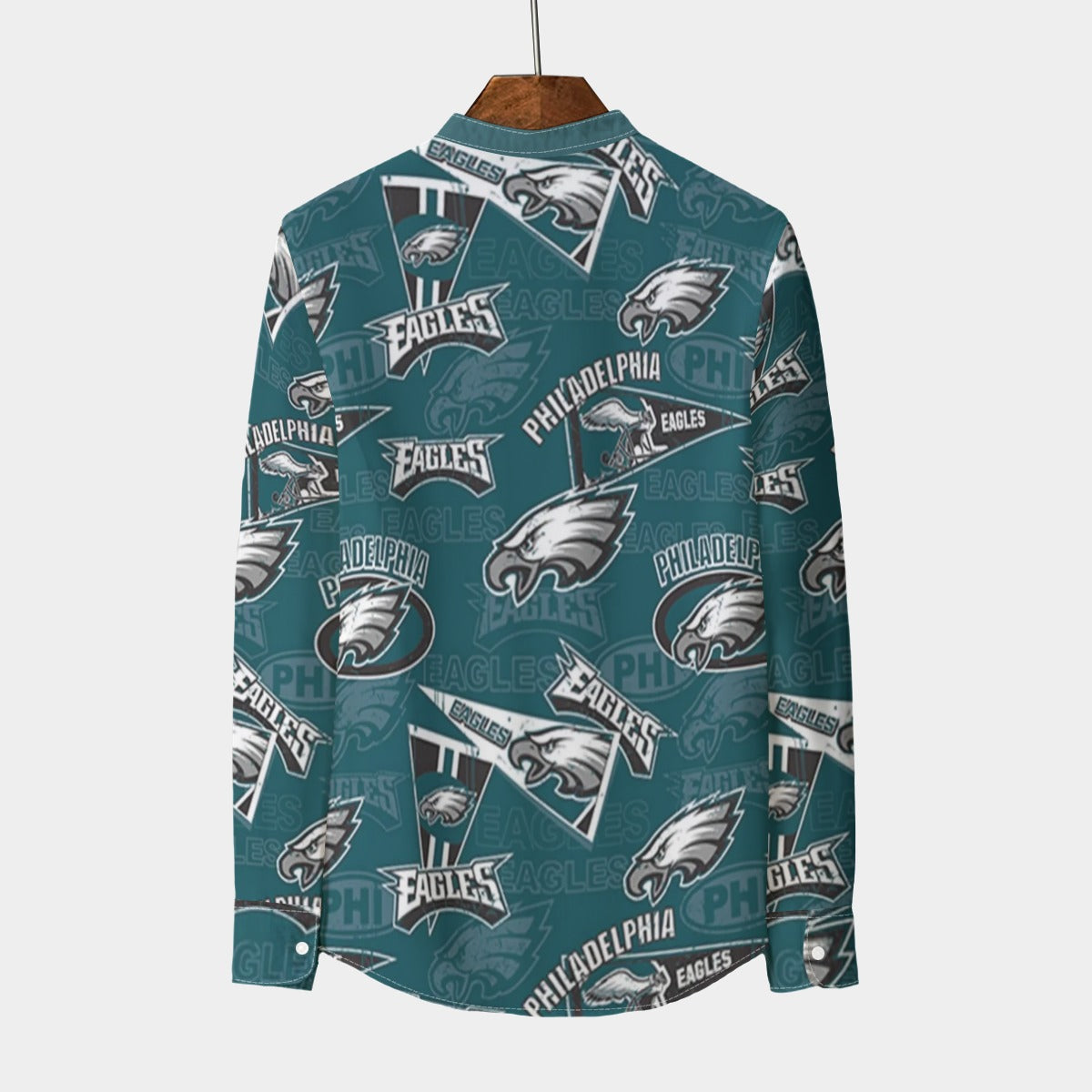 Philadelphia Football Game Day All-Over Print Men's Stand Collar Shirt With Long Sleeve|110GSM Imitation Flax